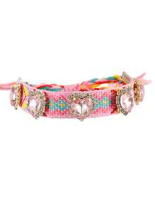 1pc Valentine's Day Y2K Creative Fashion Romantic Bohemian Chic Hip Hop Style Alloy Rhinestone Heart Woven Tassel Bracelet, Suitable For Valentine's Day, Daily Dates, Parties, Holidays, Summer Vacations, Adjustable Size, Red Accessory - Braided Tassel Bracelet - View 14