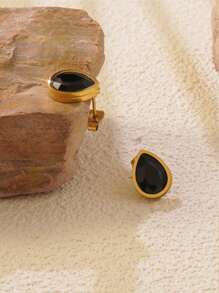 1 par de brincos de pino em forma de gota d'água com strass de vidro colorido incrustado em cores doces de aço inoxidável, adequados para uso diário feminino ou como presente de dia das mães