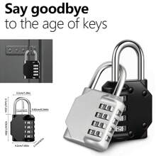 1 件密码锁，4 位数字密码挂锁，防水门锁，可重置密码锁，适用于储物柜、员工、围栏、健身房、箱子、工具箱、学校、门箱搭扣存储 - 彩色 - 查看 1