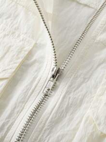 New Spring/Summer Large Pocket Design Lightweight Versatile Front Zip Sleeveless Vest For Women - White - View 4