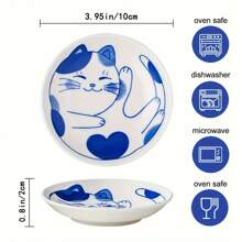 1/4pcs Small Plate Set Ceramic Cute Cats Design Appetizer Dessert Sushi Sauce Dishes For Restaurant