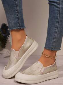 Pantofi de primăvară retro Beijing din pânză pentru femei, mocasini cu talpă groasă și talpă moale, model floral cu ursuleț, pantofi pentru studenți - Bej - Vizualizare 2