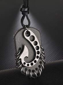 1pc Multi-Circle Biker Leather Pendant Necklace For Men