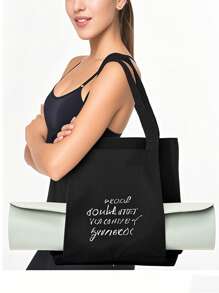 Bolso de yoga personalizable para mujer con capacidad grande para transportar colchoneta de yoga, bolso de lona portátil con asa de hombro, adecuado para pilates, viajes, oficina, ejercicio en la playa y puede usarse como bolso de playa/compras