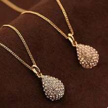 Elegante collar de mujer con gota de agua y rhinestones, collar joyería elegante y glamoroso, para fiesta y regalo, accesorios al por mayor