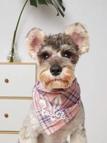 1pc Easter Bunny Plaid Pet Bandana, Suitable For Cats And Dogs, Applicable For Holidays