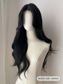 Chic Long Body Wave Synthetic U Part Lace Wig For Women - Adjustable Net Cap, Perfect For Cosplay & Parties, 26 Inches, Party(Excluding Accessories) - Natural Black - View 2