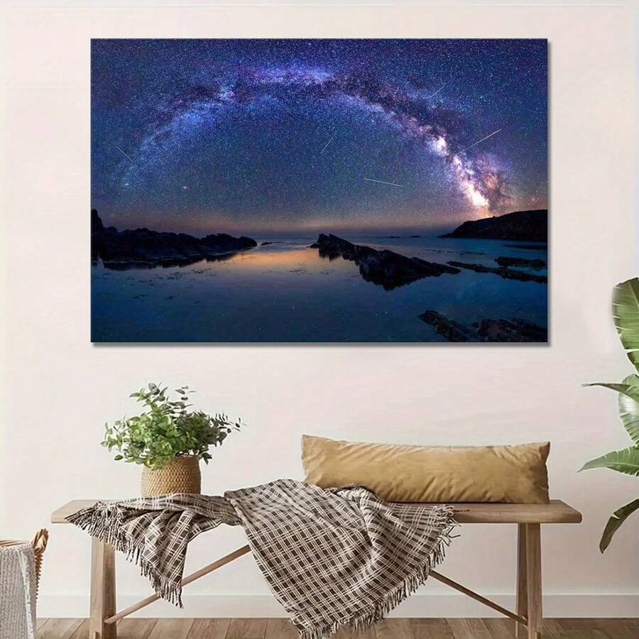 1 Piece Sky Beautiful Dream Canvas Wooden Frame Canvas Painting-Thickness 2. 25cm/0 .. 9 Inches, Home Gift Decoration, Room Decoration Aesthetics, Wall Decoration Art, Perfect Gift, Autumn And Winter Wall Decoration, Living Room Decoration, Bedroom Decoration, Kitchen Decoration, Entrance Decoration, Bathroom Decoration, Direct Mural, High Quality Mural Poster - 黑色 - 查看 1