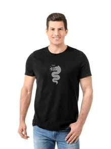 Alfa Romeo Men's Round Neck Cotton T-Shirt - Black - View 5