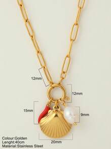 1 pièce Bijou personnalisé, collier de style océan avec pendentif à la mode en forme d'étoile de mer, de coquillage et de dauphin, collier à porter au quotidien