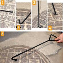 2pcs 100cm (40 Inch) Manhole Hook, Manhole Cover Lifter, Heavy Duty Lifting Hooks, Manhole Cover Hook Lifting Manhole Covers & Storm Drain Cover No Power Connection Needed