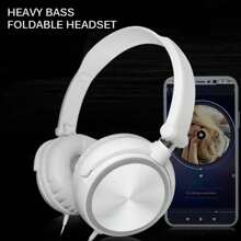 Auriculares con cable de 3.5 mm, estéreo con graves, plegables con micrófono, ajustables, adecuados para PC, MP3, móviles