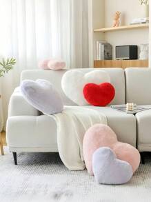 Heart Pillow, Soft Pink Heart Shaped Pillow, Cute Faux Rabbit Fur Room Decorative Throw Pillow, Suitable For Bedroom Sofas And Beds, A Wonderful Summer And Fall Gift For Family And Friends