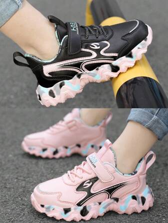 2025 新款女童休闲运动鞋，厚底软底学生运动鞋，时尚秋冬女童休闲鞋，迷彩拼色，尺码 28-38