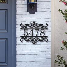 [Custom] Custom Name Metal Sign, House Number Sign, Metal Address Sign, Address Plaque, Home Number Sign, Vintage, Classic, Handcraft, Rural, Medieval Address Decor, Housewarming Gift, Front Door Sign, Wedding Gift, Wall Art, Garden Decor