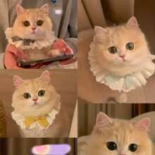 1pc Cute Cat Collar, Pet Scarf Bib, Dog Drool Towel, Pet Accessories, Princess Style Plaid Bow Scarf