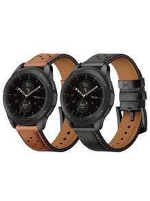 1pc zachte en comfortabele leren horlogeband met creatief rond geperforeerd ontwerp, compatibel met Samsung Galaxy Watch 4/5/6/7 40mm 41mm 44mm 45mm, Watch GT2 GT3, Watch. Geschikt voor zakelijke herenkleding en feest-/buiten-/dagelijkse kleding voor dames, snel los te maken smartwatch-accessoire