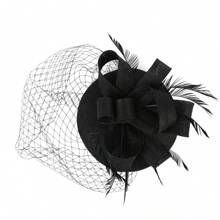 1 قطعة قبعة مزين بالريش والنقاب لحفل الشاي وسباق كنتاكي وحفل الزفاف, اكسسوارات شعر قبعات صغيرة وقبعات ميني فوق