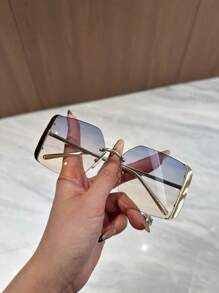 1 par de gafas de mujer con borde sin montura, apropiado para playa, vacaciones y decoración diaria