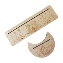 Soporte de madera para cartas de tarot con forma de luna y base rectangular, de 24,7 x 7,3 cm, para herramientas de adivinación de brujas