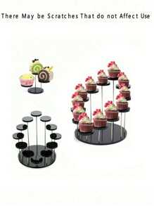 Three Tier/12 Tier Cake Display Stand, Multi-Tier Round Dessert Cake Display Stand Cake Decoration Cupcake Stand Acrylic Black And White Clear Round Multi-Tier Ring Jewelry Display Stand
