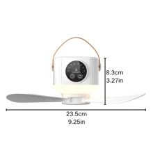 Camping Fan 7200mAh Battery Operated, Portable Tent Rechargeable With Remote Control, Detachable Fan-Blades, Hanging Hook, Timer, 4 Speeds For Outdoor Dorm-White - 白色 - 查看 9