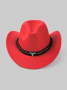 1pc Unisex Casual Polyester Quilted Rivet Western Cowboy Sunhat, Versatile Accessory For Outdoor, Travel, Vacation, All Seasons