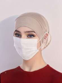 Damen Kopftuch Cap als Unterkopftuch, einfarbige Feste Unterkappe mit Ohröffnung, Kopftuch Accessoires Bandanas Cap als Unterkappe für Kopftücher, Alltägliche Unterkappe