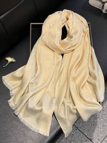 1pc Women Simple Elegant V-Letter Glitter Printing Scarf, Versatile Shawl, Hijab, Decoration, All Season UV Protection For Dress - Multicolor - View 20