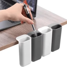 2 件装桌面笔筒，夹式铅笔收纳盒，粘性办公用品配件，PP 塑料桌面收纳盒套装，具有强力粘合剂和圆边