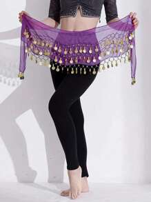 1pc Women's Sequins Fringe Dance Skirts, Belly Dance Fringe Hip Scarf Belts, Women's Glitter Sequins Tassel Skirts, Stage Performance Costume Summer, School