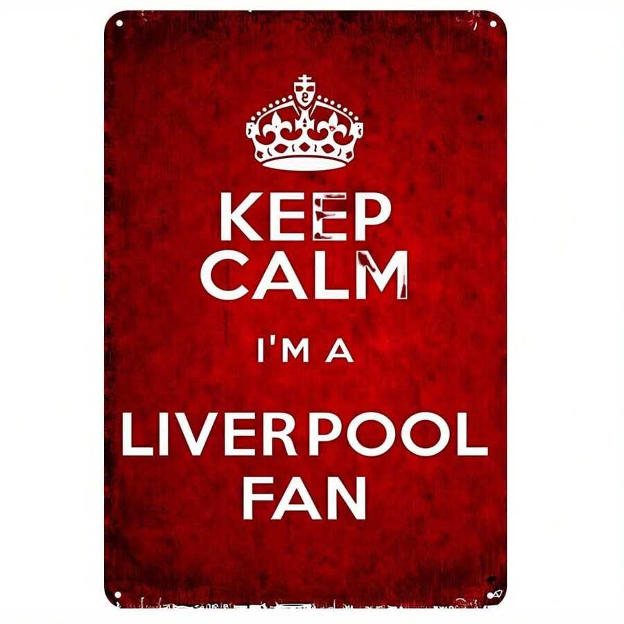 房间装饰 1 件保持冷静我是利物浦球迷金属标牌适用于家庭/酒吧/办公室/男人窝 20*30 厘米 - 彩色 - 查看 1
