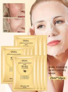 5pcs Snail Essence Deep Cleansing & Moisturizing Mask 25ml, Repairing And Anti-Aging, Low Allergenicity, Containing Snail Secretion Filtrate, Tea Extract, And Glycerin, Suitable For Morning And Night Use, Unisex For All Skin Types