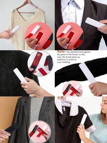 5 pièces/set Brosse à cheveux pliable portable, convient pour les costumes, le cachemire, la laine, le velours, et les poils d'animaux de compagnie - grande poignée en bois de noyer noir