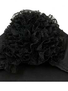 1 Piece Of Lace Floral Headscarf Hat, Solid Color Large Flower Milk Silk Small Hat Lace Floral Hat Toe Cap, Adjustable Strap Cap