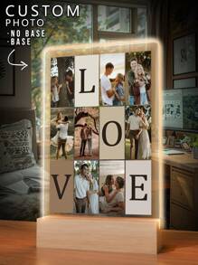 定制照片亚克力背光夜灯，送给家人/朋友/女朋友/男朋友/妈妈/爸爸的个性化礼物，家居装饰，周年纪念 1 件多功能、装饰性、可重复使用精致、时尚、可爱、高品质、现代定制、个性化、独特的理想礼物、情人节、情人节装饰 - 款式1 - 查看 3