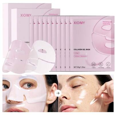 Xioimy 1 件/3 件/5 件/10 件胶原蛋白凝胶面膜，富含胶原蛋白，保湿效果极佳，适合所有肤质，保湿紧致，胶原蛋白面膜