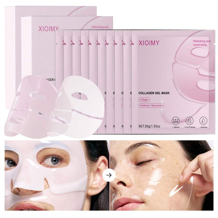 Xioimy 1 件/3 件/5 件/10 件胶原蛋白凝胶面膜，富含胶原蛋白，保湿效果极佳，适合所有肤质，保湿紧致，胶原蛋白面膜