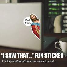 40 张我看见耶稣贴纸，搞笑耶稣贴纸，可粘贴汽车卡车车窗笔记本电脑滑板水瓶吉他、汽车配件、圣经、万圣节、圣诞节搞笑贴纸、家居装饰（3 英寸） - 彩色 - 查看 6