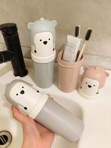 1 Giá đựng bàn chải đánh răng có nắp, dùng cho các cặp đôi/ký túc xá/nhà riêng/phòng tắm, cốc nhựa súc miệng, giá để bàn chải đánh răng, đồ dùng phòng tắm, hộp đựng kem đánh răng, cốc đựng bàn chải đánh răng, phụ kiện du lịch di động sáng tạo - Nhiều màu - Xem 6
