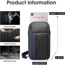 Sling Bag, Waterproof Men's Chest Bag Shoulder bags Crossbody Sling Backpack for Men… - Azul - Ver 3