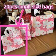 Sanrio 20-Piece Portable Tote Bag, Cute Cartoon Image Design, Ideal For Birthday Gifts And Shopping, Large Capacity, Pink And White Gift Wrap Tote Bag