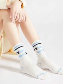 1/5 Pairs Basketball Mid-Calf Sports Socks For Men, High-Top Athletic Crew Socks