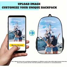 1pc Customized Photo Backpack - Design With Your Image Or Text, 17 Inch, Lightweight, Adjustable Shoulder Straps, Zipper Closure, Durable Polyester, Suitable For School, College, Travel And Work, Mother's Day, Halloween, Christmas, Easter, Valentine's Day, New Year, Father's Day - Multicolor - View 6