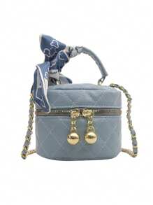 1 件新款女孩迷你菱形丝巾手提包采用 PU 材料制成，双拉链开合，可爱精致，时尚百搭，日常通勤、外出和旅行的必备单品 - A - 查看 12