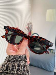 Women's Candy Color Fashion Glasses, Tortoiseshell Large Frame Fashion Dopamine Green Fashion Glasses