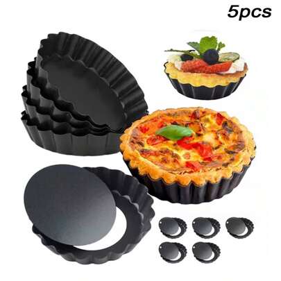 5 piezas Molde Mini 10cm Pay Tarta Tartaleta Reutilizar Desmontable para Cena familiar