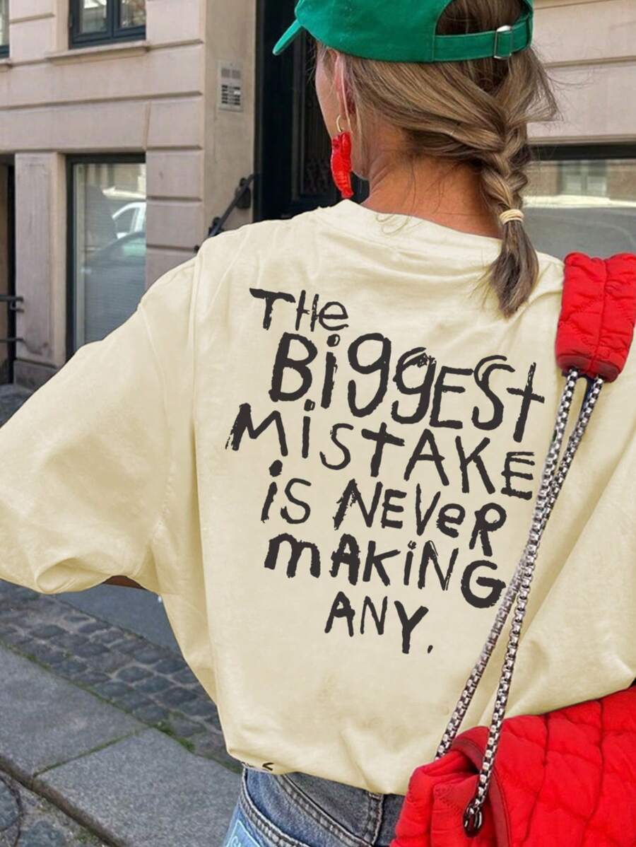 女士休闲度假圆领短袖T恤，印有标语，女士上衣。图案T恤，女士白色上衣，黑色上衣，女士度假装