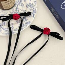2 piezas Sujetadores para el cabello tipo lazo con cinta de rosa, pinzas para el cabello, accesorios para el cabello nuevos 2025