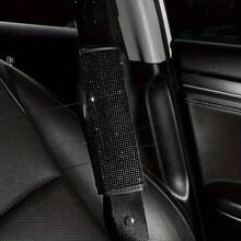 1pc Car Seat Belt Cover Shoulder Protection Set With Sparkling Rhinestone Leather Seat Belt Cover Suitable For All Cars - one-size - View 13